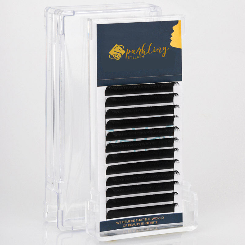 12 Strips Easy Fan Volume Lash Extensions 0,07 D Curl koreanske PBT-vipper