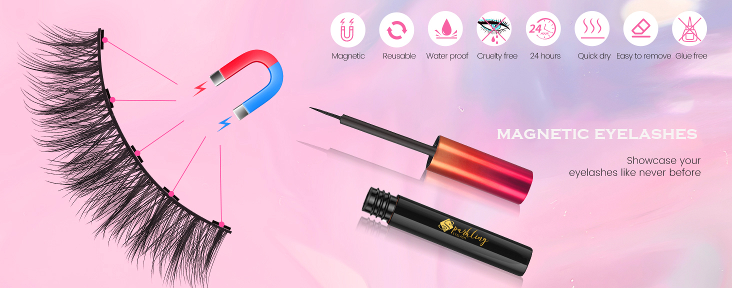 Få den perfekte glamlooken med Pingdu Sparkling Eyelash® 3D Magnetic Eyelash Kit