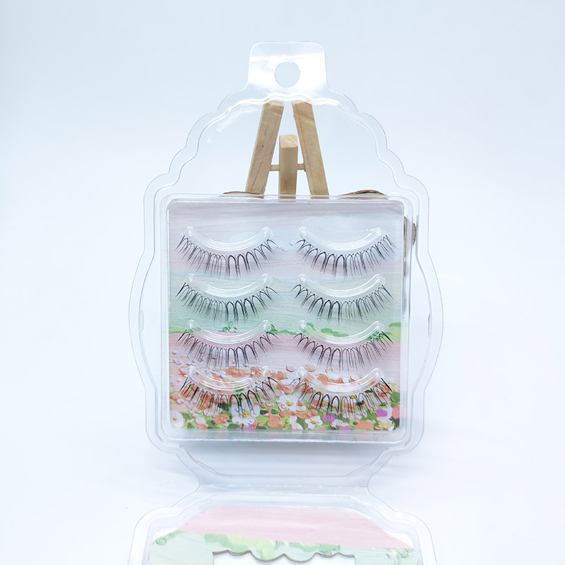 4 par Natural Look falske vipper Strip Cross Clear Band 5-7mm Cross Eyelash JK1