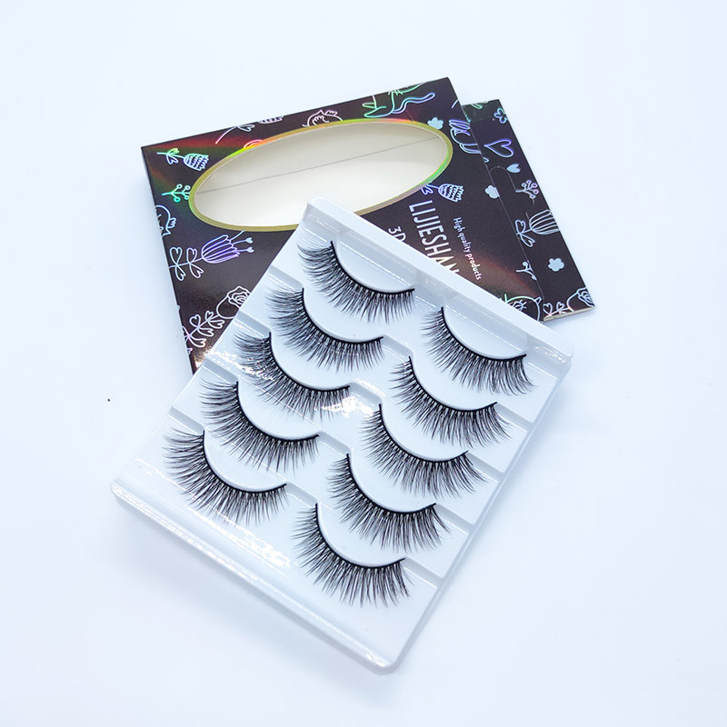 5 par 3D Faux Mink øyevipper Håndlagde Volume Fluffy Dramatic Eyelashes