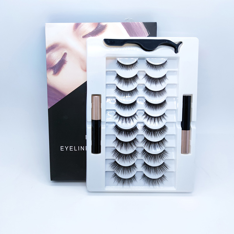 6D magnetiske øyevipper Eyeliner Kit Natural Looking 10 par pakke