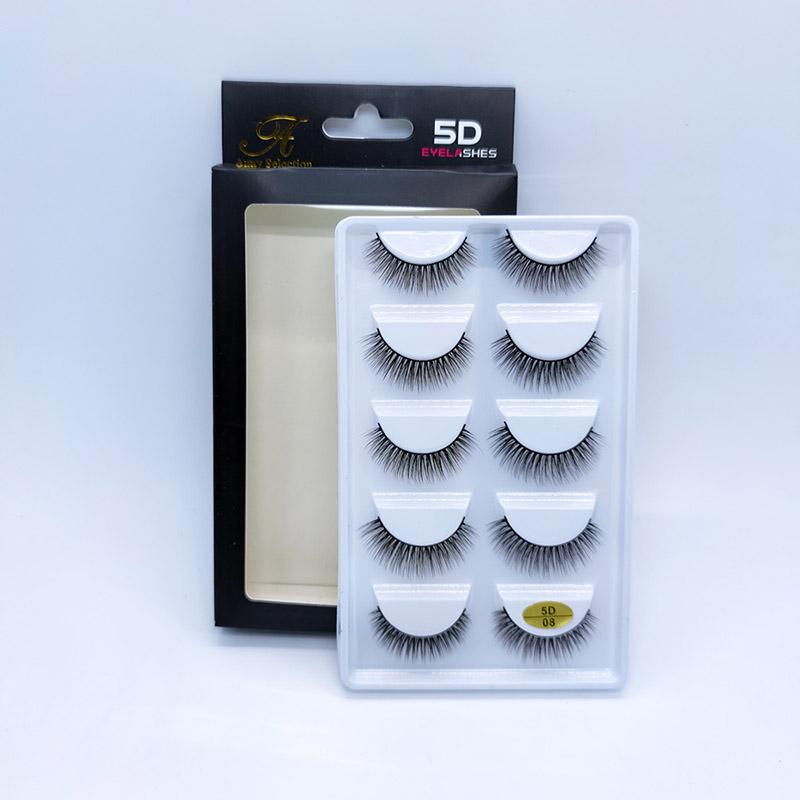 Dramatisk Lang Tykk Volum Fake Eyelash Crosscross Wispy Vipper 5 Par